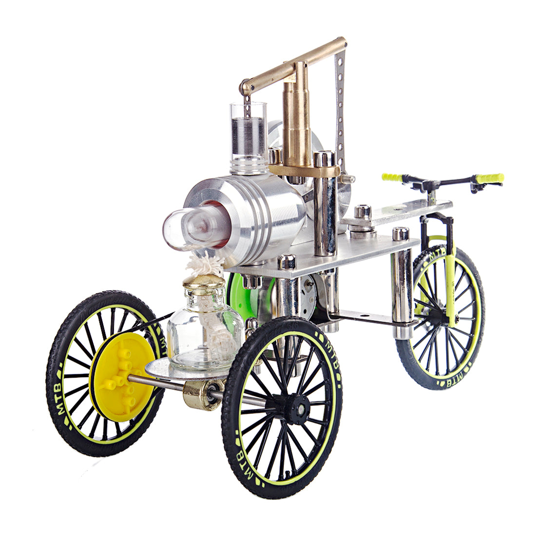 ENJOMOR Stirling Engine Tricycle Model Walkable Manual Steering Car Mo–  EngineDIY