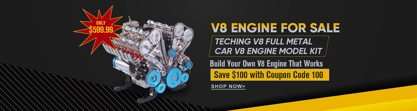 V8 Engine Model Kit that Works - Build Your Own V8 Engine - TECHING 1: 3 Full Metal V8 Car Engine Model Kit