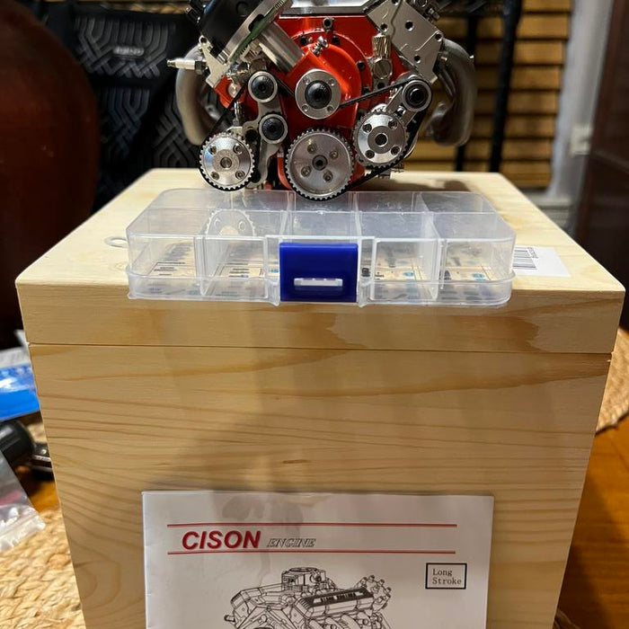 CISON V8 Engine Small-block 44CC 1/6 Scale Water-Cooled 4-Stroke 8-Cylinder Gasoline Engine Internal Combustion V8 Engine Model Kit that Works