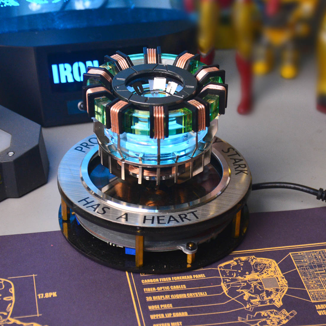 1:1 Scale MK1 Arc Reactor Floating Rotating LED Tech Desk Ornament