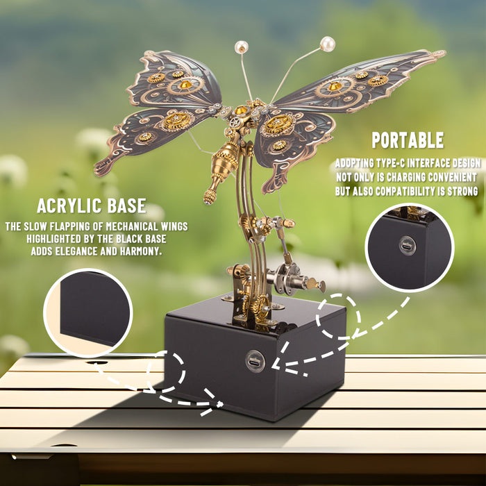 Mechanical 3D DIY Dynamic Butterfly Metal Model Building Kits with Music Box