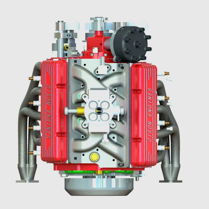 CISON Small-block 44CC 1/6 Scale Water-Cooled OHV 4-Stroke V8 Gasoline Engine Internal Combustion Model Kit that Works chevrolet ford