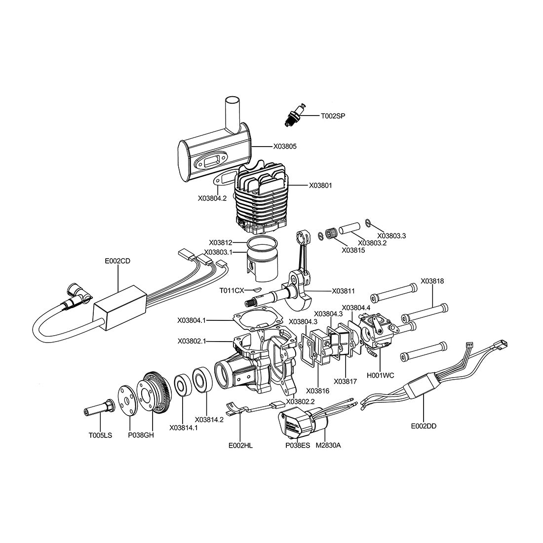 EPHIL X-38cc-S pro electric startar spark plug two-stroke single cylinder aircraft models