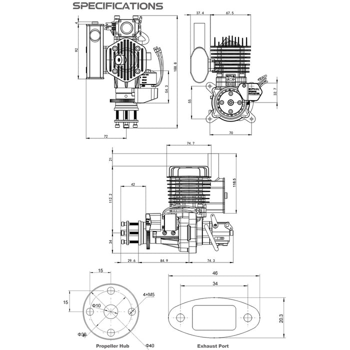 EPHIL X-38cc-S pro electric startar spark plug two-stroke single cylinder aircraft models