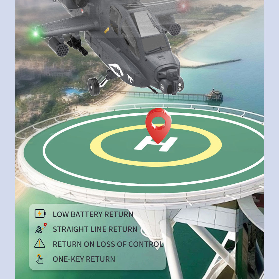 YU XIANG Apache GPS Helicopter F11-S AH64 1/32 Scale 2.4G 6CH RC Dual-Axis Co-Drive Flybarless 6G/3D Stunt