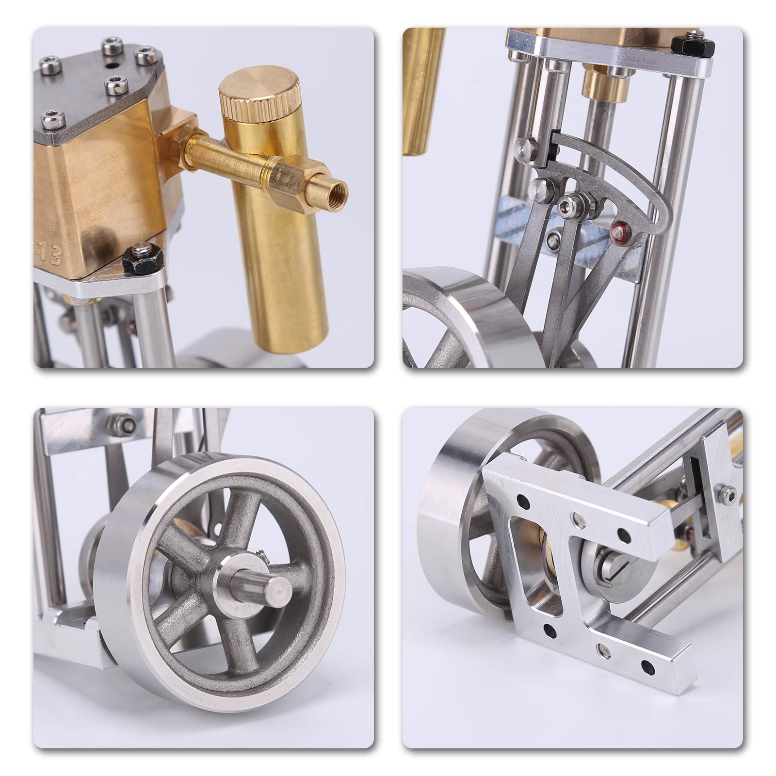 V1313 Mini Vertical Single-Cylinder Steam Engine Model with Reversing Mechanism Steam-Powered Mechanical Model