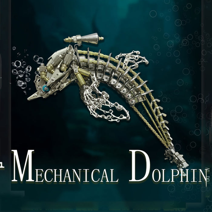 3D DIY Mechanical Dolphin Steampunk Metal Assembly Model Bionic Oceanic Creature Creative Desk Ornament