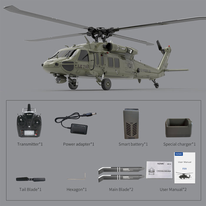 YU XIANG YXZNRC F09-V RC Helicopter 1/47 Scale 2.4G 6CH Dual Brushless Direct Drive Flybarless 6G/3D Stunt Model