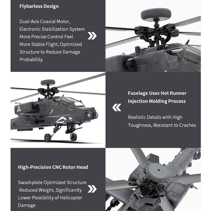 YU XIANG Apache GPS Helicopter F11-S AH64 1/32 Scale 2.4G 6CH RC Dual-Axis Co-Drive Flybarless 6G/3D Stunt