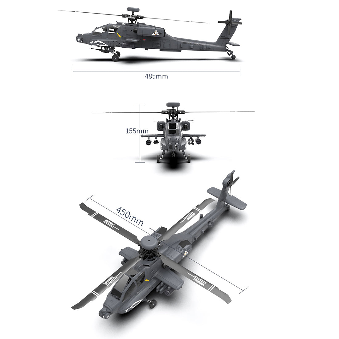 YU XIANG Apache GPS Helicopter F11-S AH64 1/32 Scale 2.4G 6CH RC Dual-Axis Co-Drive Flybarless 6G/3D Stunt