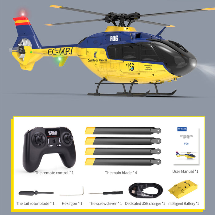 YU XIANG EC-135 RC Helicopter 1/36 2.4G 6CH Direct Drive Brushless 3D/6G Model