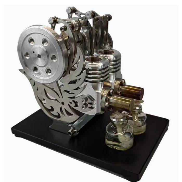 Pigeon-Style Dual-Cylinder Dual-Piston Hot Air Stirling Engine Model Educational Toy