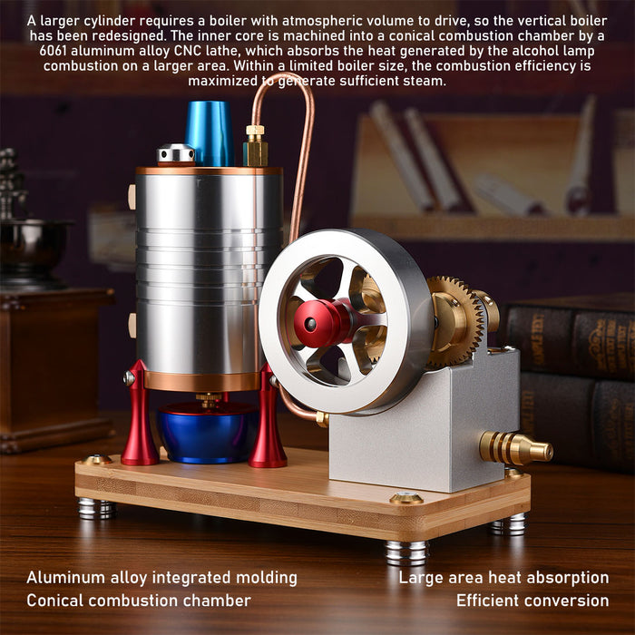 Retro All-metal Vertical Twin-Cylinder Steam Engine Model with Dynamic Balanced Crankshaft RTR STEM Model