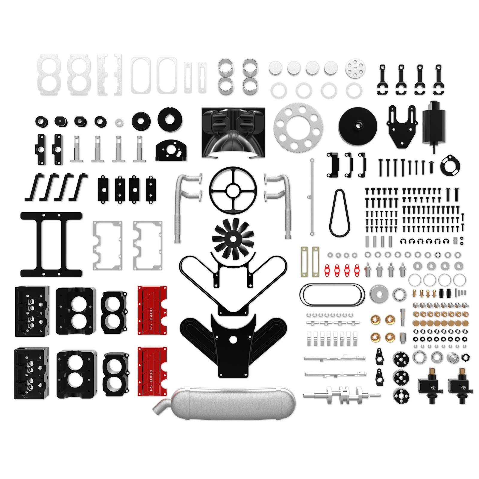 toyan engine fs b400 engine model kit 14cc flat 4 boxer engine horizontal opposed 4 cylinder 4 stroke nitro h4 working engine model kit build your own engine that works