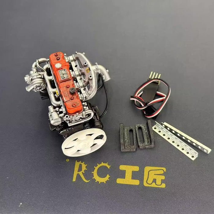 1/10 Scale Resin Inline Four-Cylinder Functional Vintage Diesel Engine Model for RC Crawlers