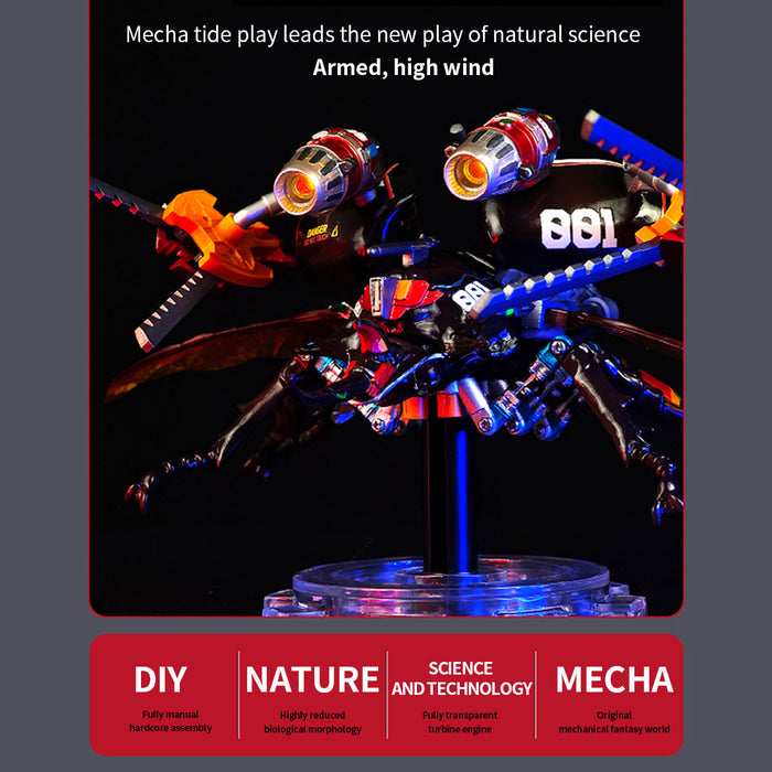 3D Mechanical Bionic Beetle Assembly Model Kit with LED Lighting Eight-Cylinder Engine