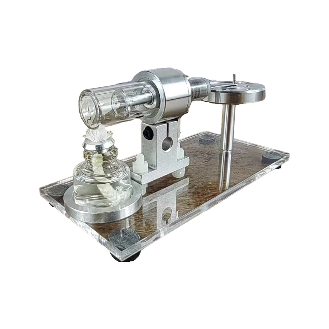 STL-HS Beta Hot Air Stirling Engine External Combustion Engine Model with Horizontal Metal Flywheel