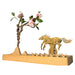 3d mechanical brass horse model with wooden base