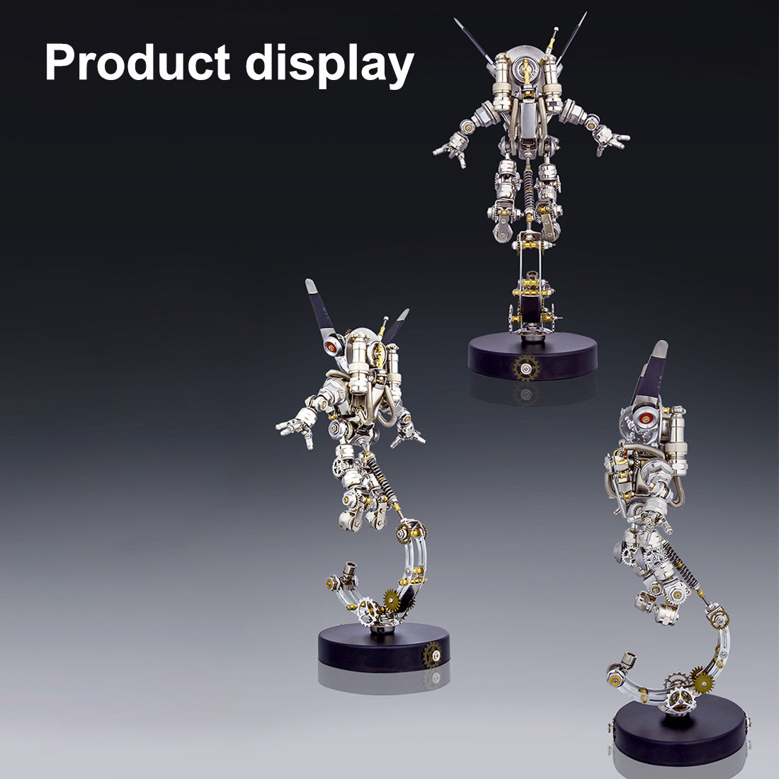 3D DIY Assembly Metal Mechanical Aerospace Rabbit with Lights & Stand Model Sci-fi Punk Toy Set -500CS