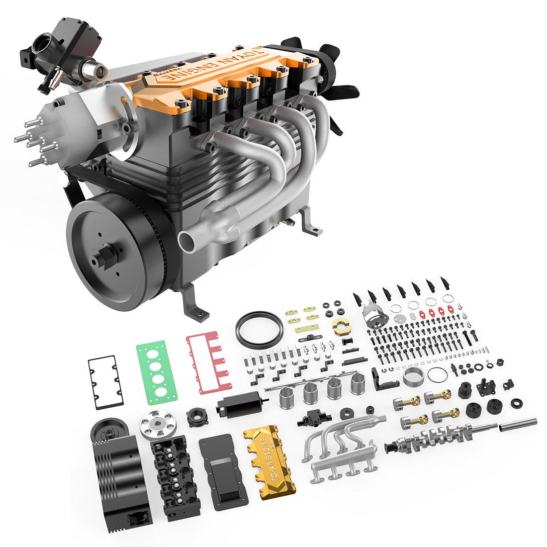 TOYAN FS-L400 Engine 14cc Inline 4 Cylinder 4 Stroke Nitro Engine Model - Assembled