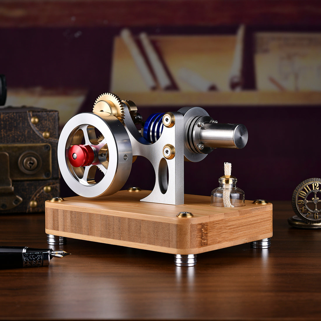 ENJOMOR Rhombic Hot Air Stirling Engine Model Toy Gift for Science and Education Machinery Enthusiasts