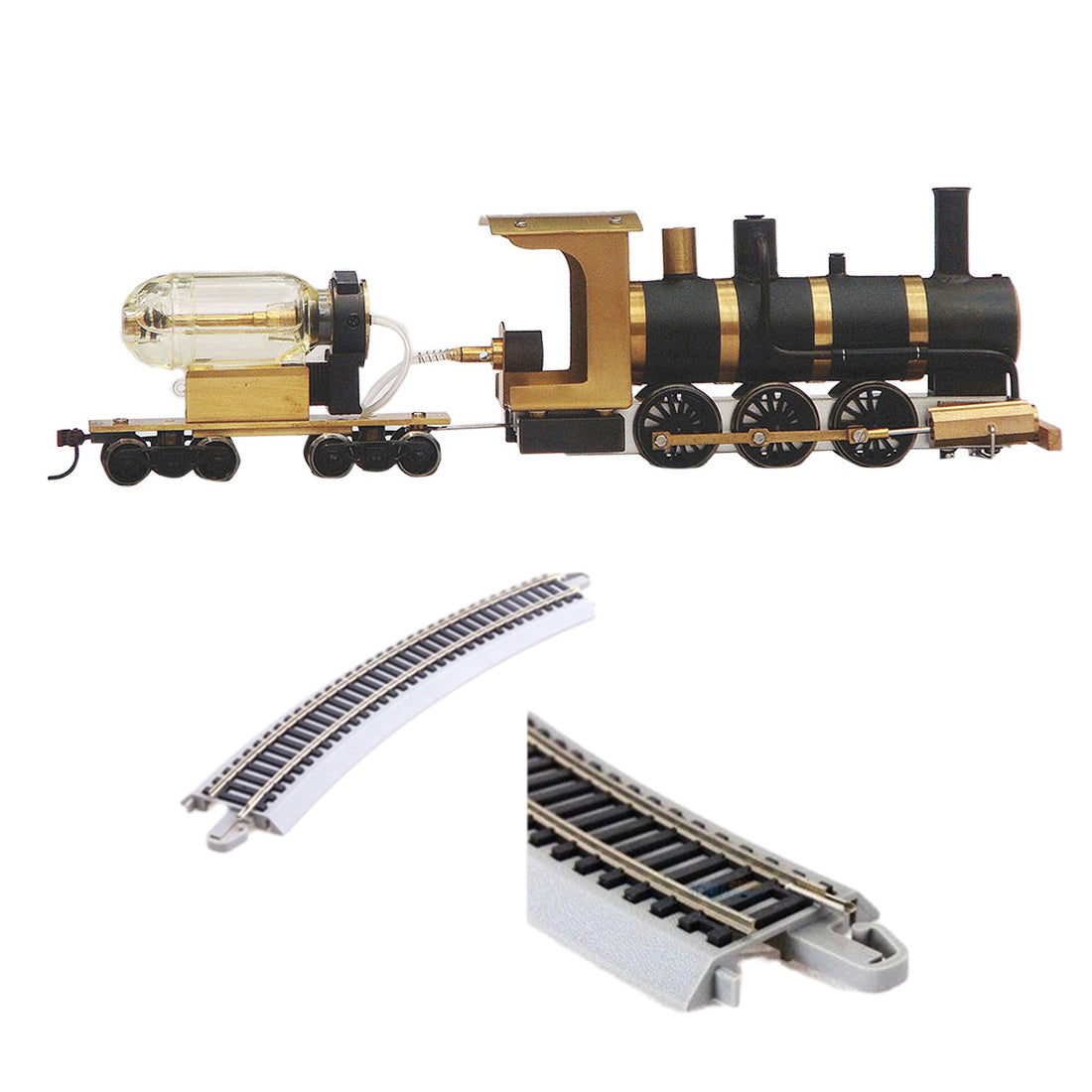 Live Steam Locomotive Model Train Engine 1:87 Ho Scale with Steam Engine Boiler Fuel Tank Track