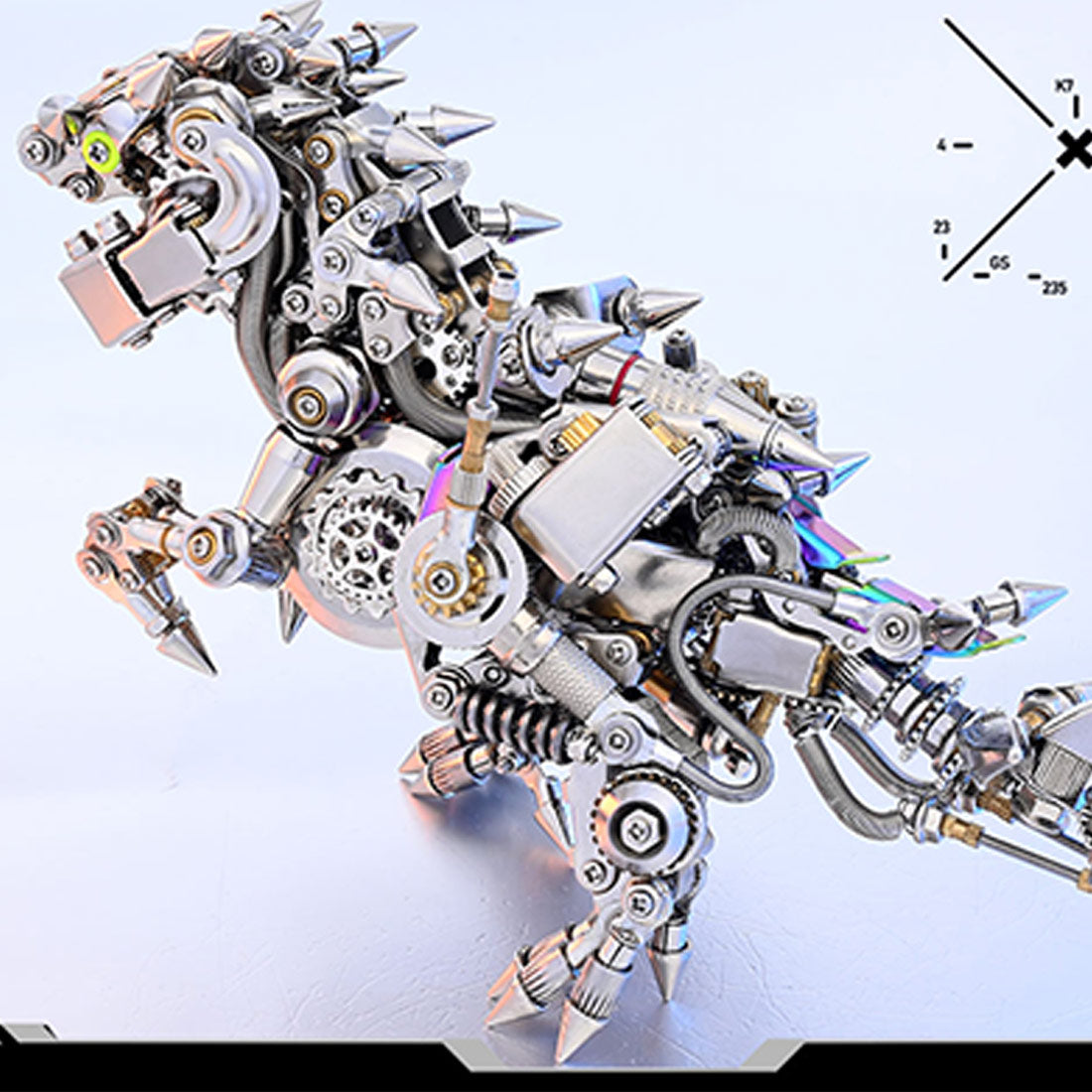 3D DIY Mechanical Dinosaur with Wings Punk Metal Assembly Dinosaur Model Creative Trendy Desk Ornament