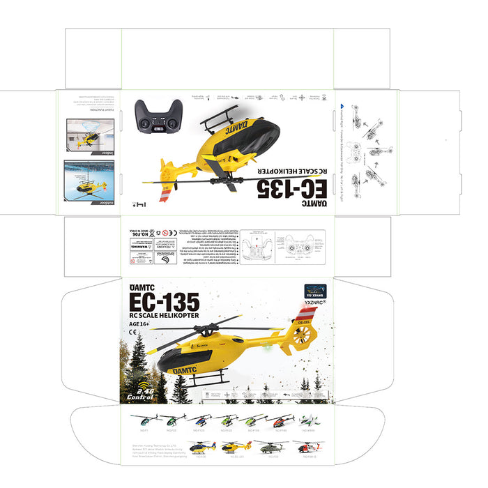 YU XIANG F06 RC Helicopter 1/36 Scale EC-135 2.4G 6-Channel Direct-Drive Brushless 3D Aerobatic Aircraft Model