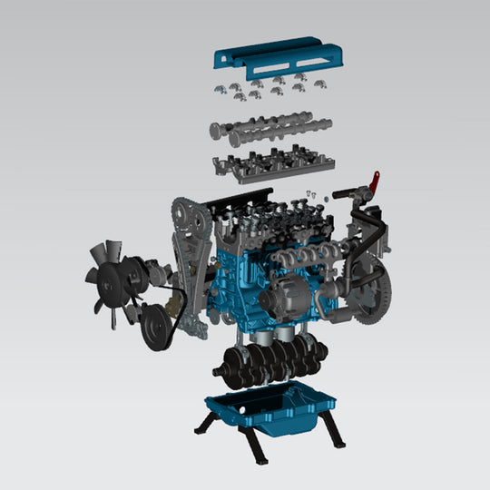 TECHING L4 Engine Model Kit that Works - Build Your Own Engine - Full Metal 4 Cylinder Car Engine Kit Car Engine Model-enginediy