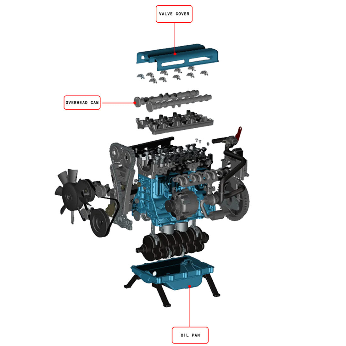 V4 Car Engine Assembly Kit Full Metal 4 Cylinder Car Engine Building Kit