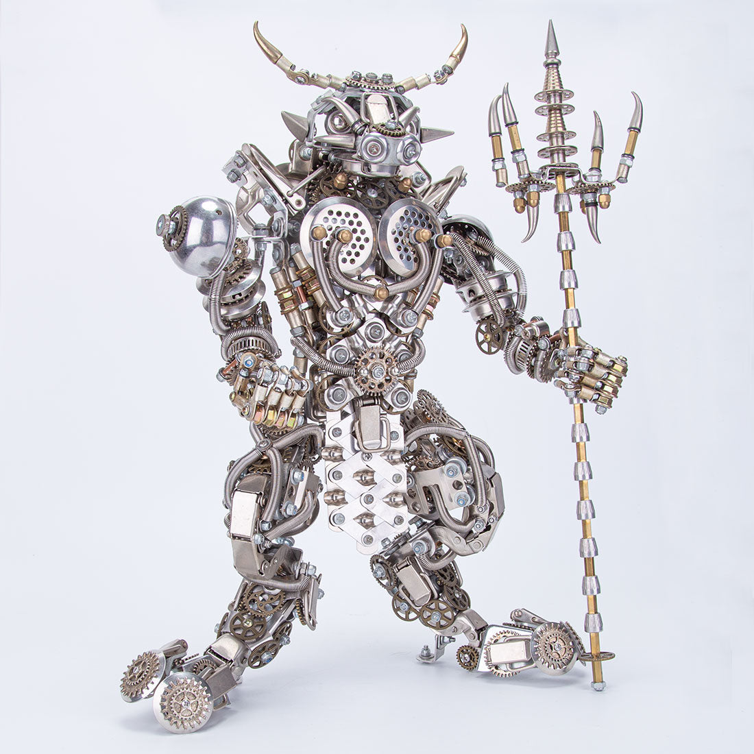 3D Bull-Headed Man DIY Mechanical Punk Demon Surrealistic Creature Metal Assembly Model Creative Ornament