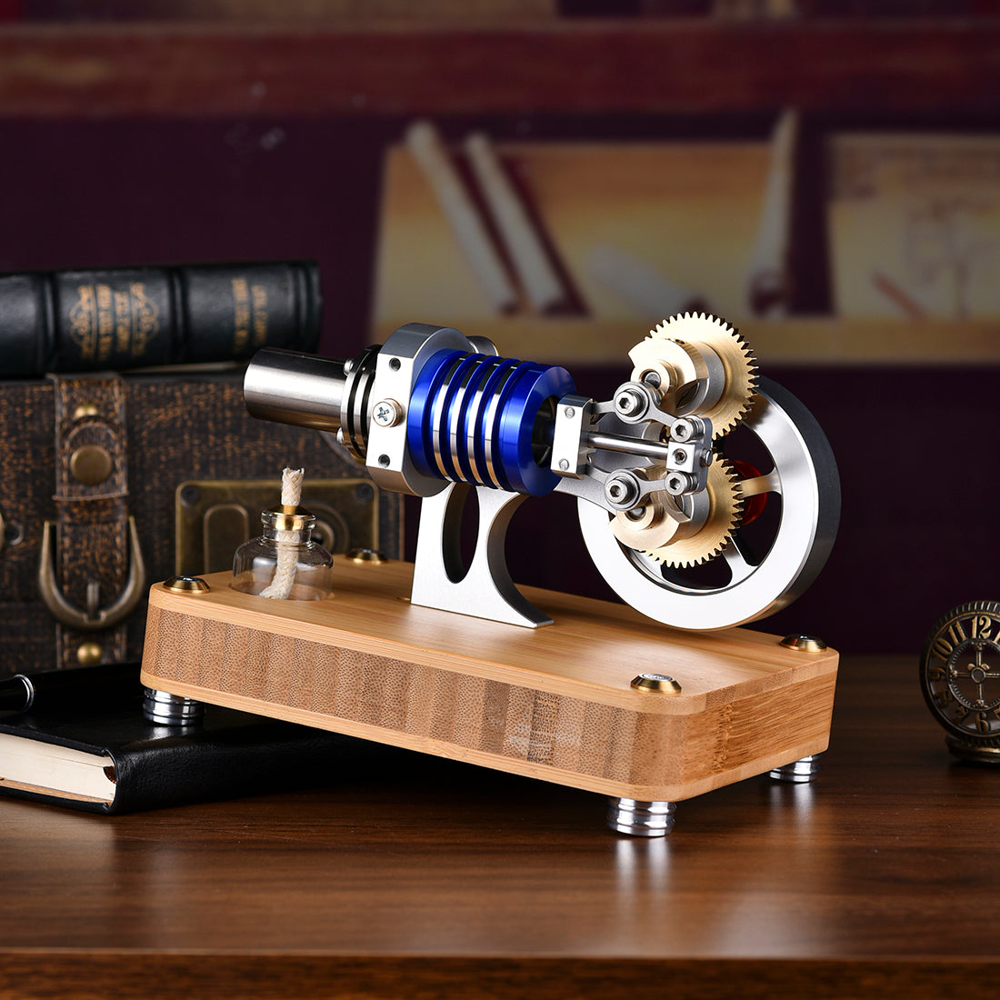 ENJOMOR Rhombic Hot Air Stirling Engine Model Toy Gift for Science and Education Machinery Enthusiasts