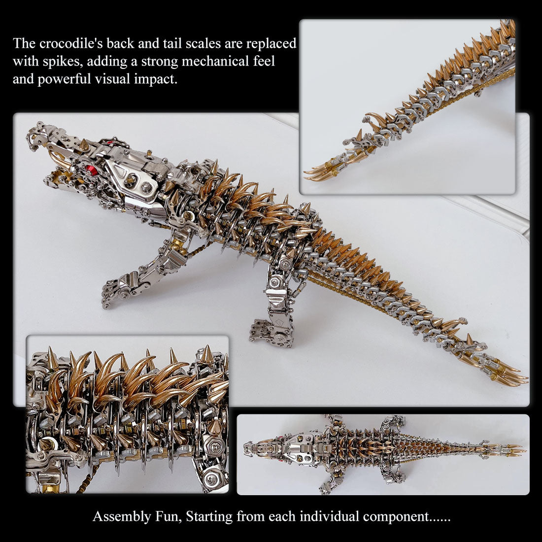 3D Metal Sleeping Crocodile DIY Metal Puzzle Model Kit Mechanical Assembly Crafts 1500+PCS