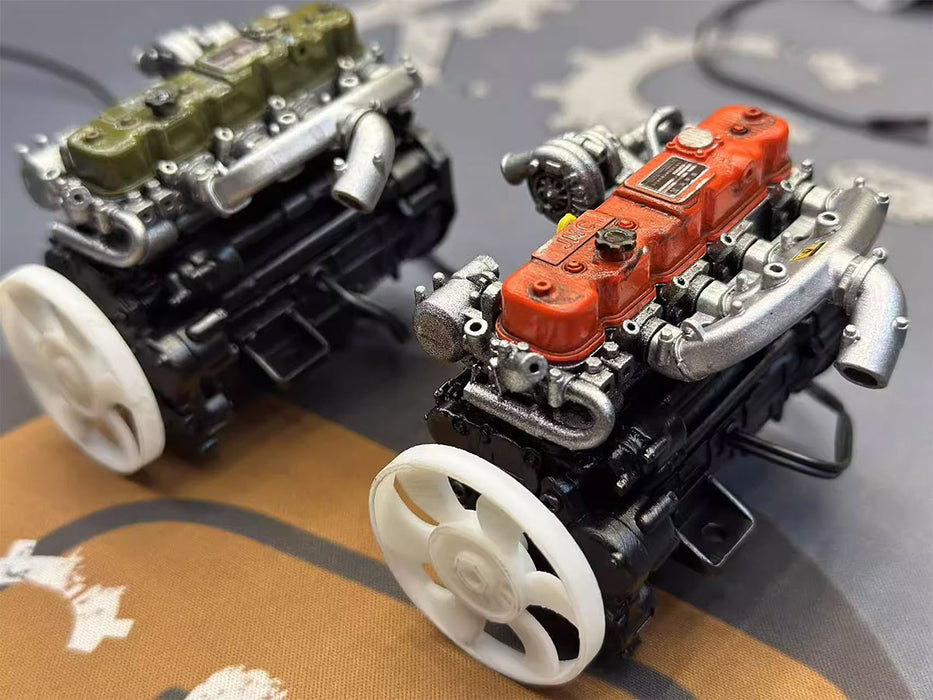 1/10 Scale Resin Inline Four-Cylinder Functional Vintage Diesel Engine Model for RC Crawlers