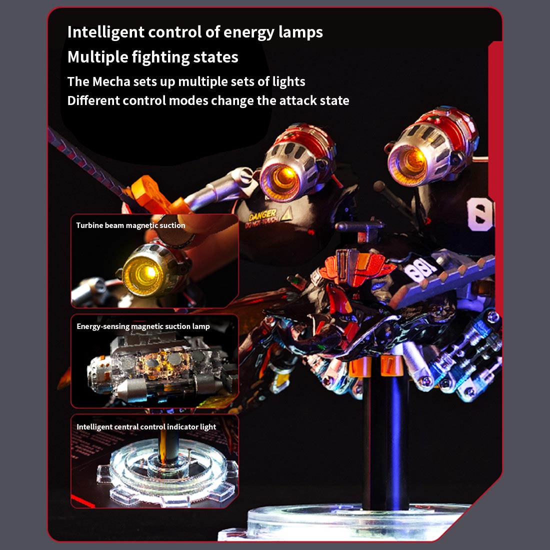 3D Mechanical Bionic Beetle Assembly Model Kit with LED Lighting Eight-Cylinder Engine