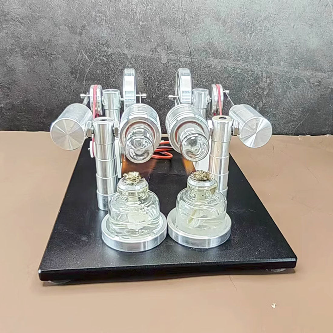 STL-SGM Inline Four-Cylinder Hot Air Stirling Engine External Combustion Engine Power Generator Model