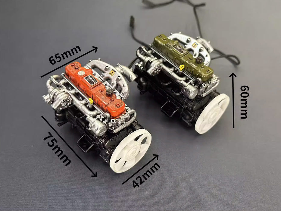 1/10 Scale Resin Inline Four-Cylinder Functional Vintage Diesel Engine Model for RC Crawlers