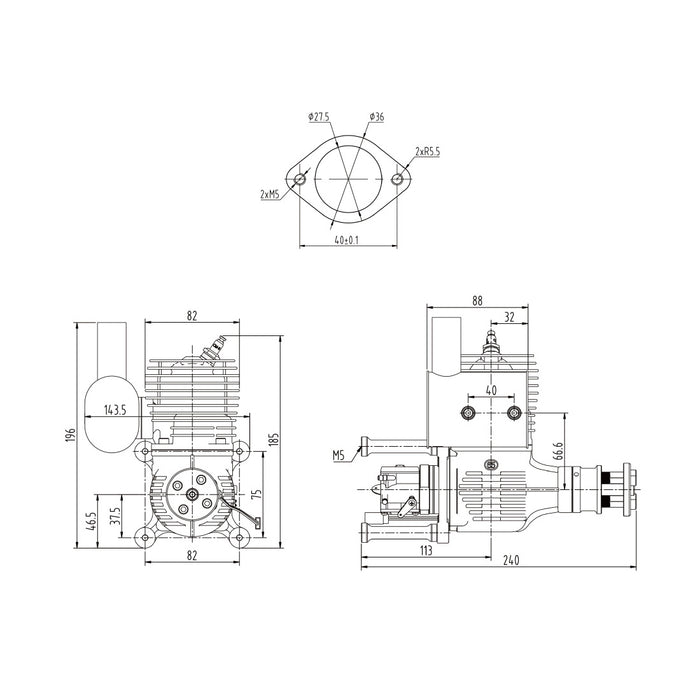 NGH GT65 65cc single-cylinder two-stroke air-cooled gasoline engine model 