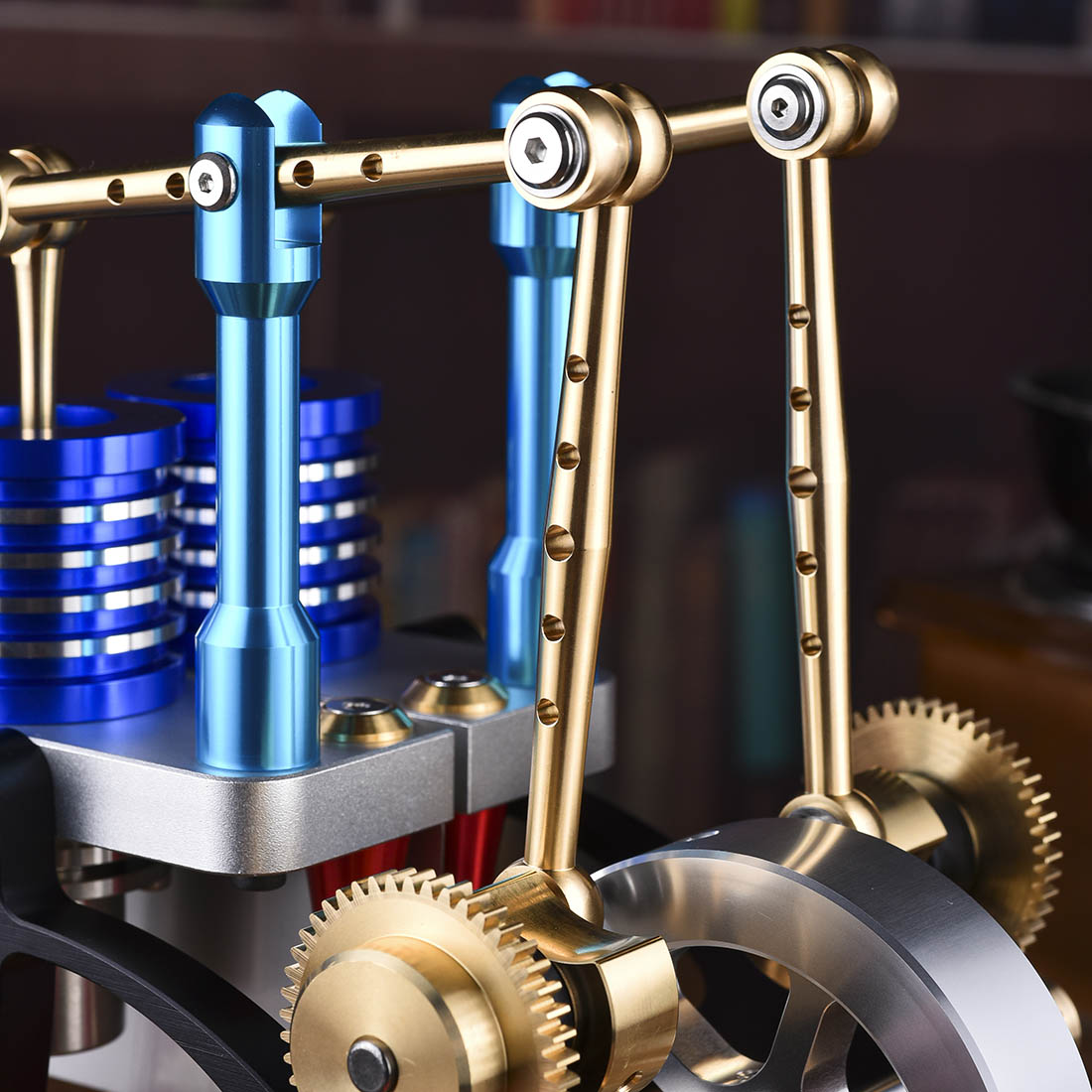 enjomor alpha balance beam dual cylinder hot air stirling engine external combustion engine model