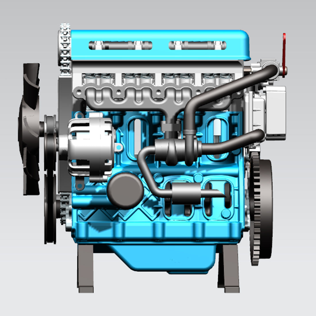 TECHING L4 Engine Model Kit that Works - Build Your Own Engine - Full Metal 4 Cylinder Car Engine Kit Car Engine Model-enginediy