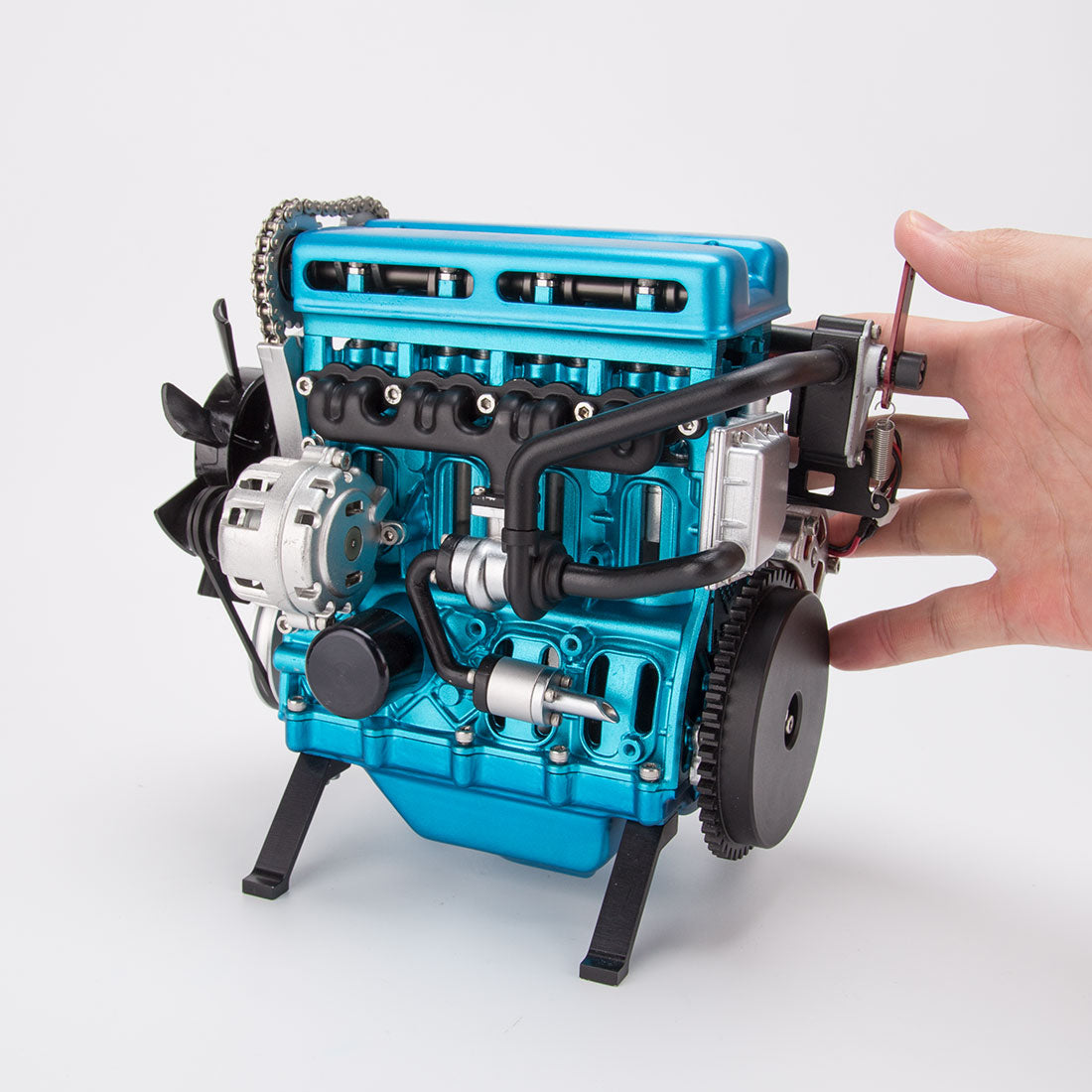 TECHING L4 Engine Model Kit that Works - Build Your Own Engine - Full Metal 4 Cylinder Car Engine Kit Car Engine Model Upgraded Version