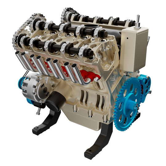 V8 Engine Model Kit that Works - Build Your Own V8 Engine - TECHING 1: 3 Full Metal V8 Car Engine Model Kit 500+Pcs