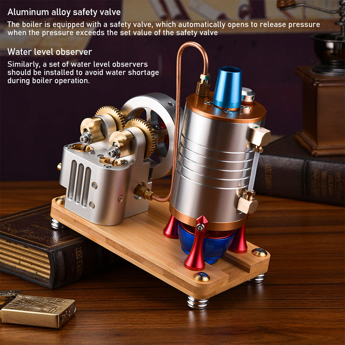 Retro All-metal Vertical Twin-Cylinder Steam Engine Model with Dynamic Balanced Crankshaft RTR STEM Model