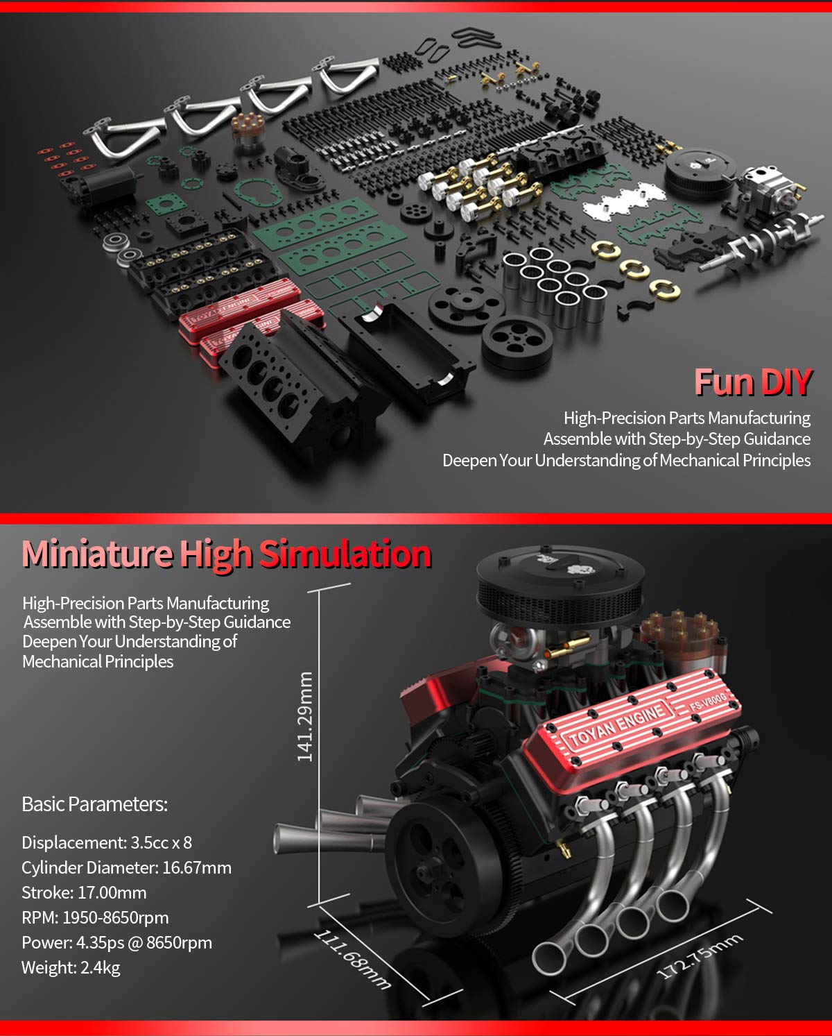 toyan v8 engine model kit that works build your own engine working gas gasoline 