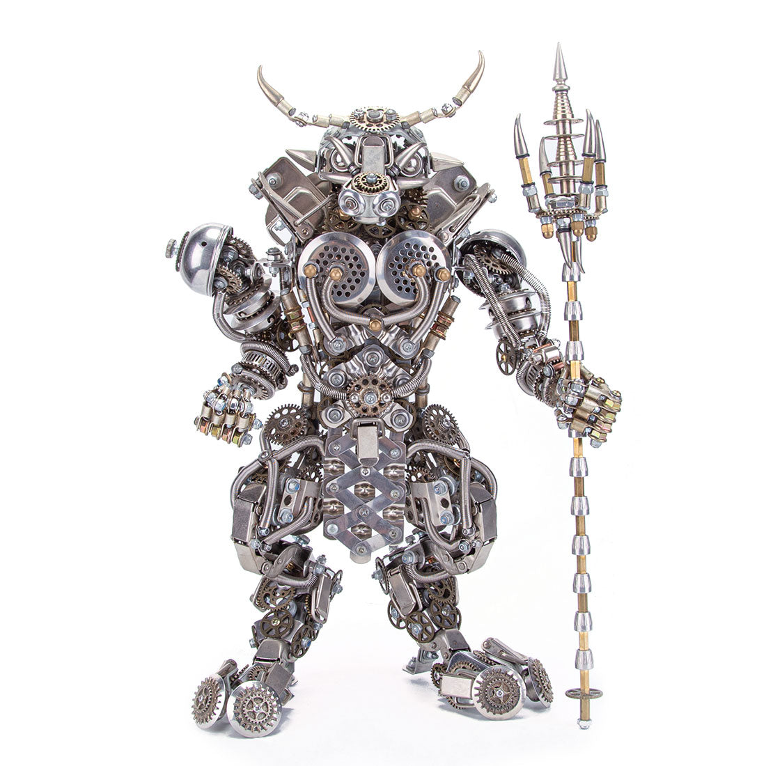 3D Bull-Headed Man DIY Mechanical Punk Demon Surrealistic Creature Metal Assembly Model Creative Ornament