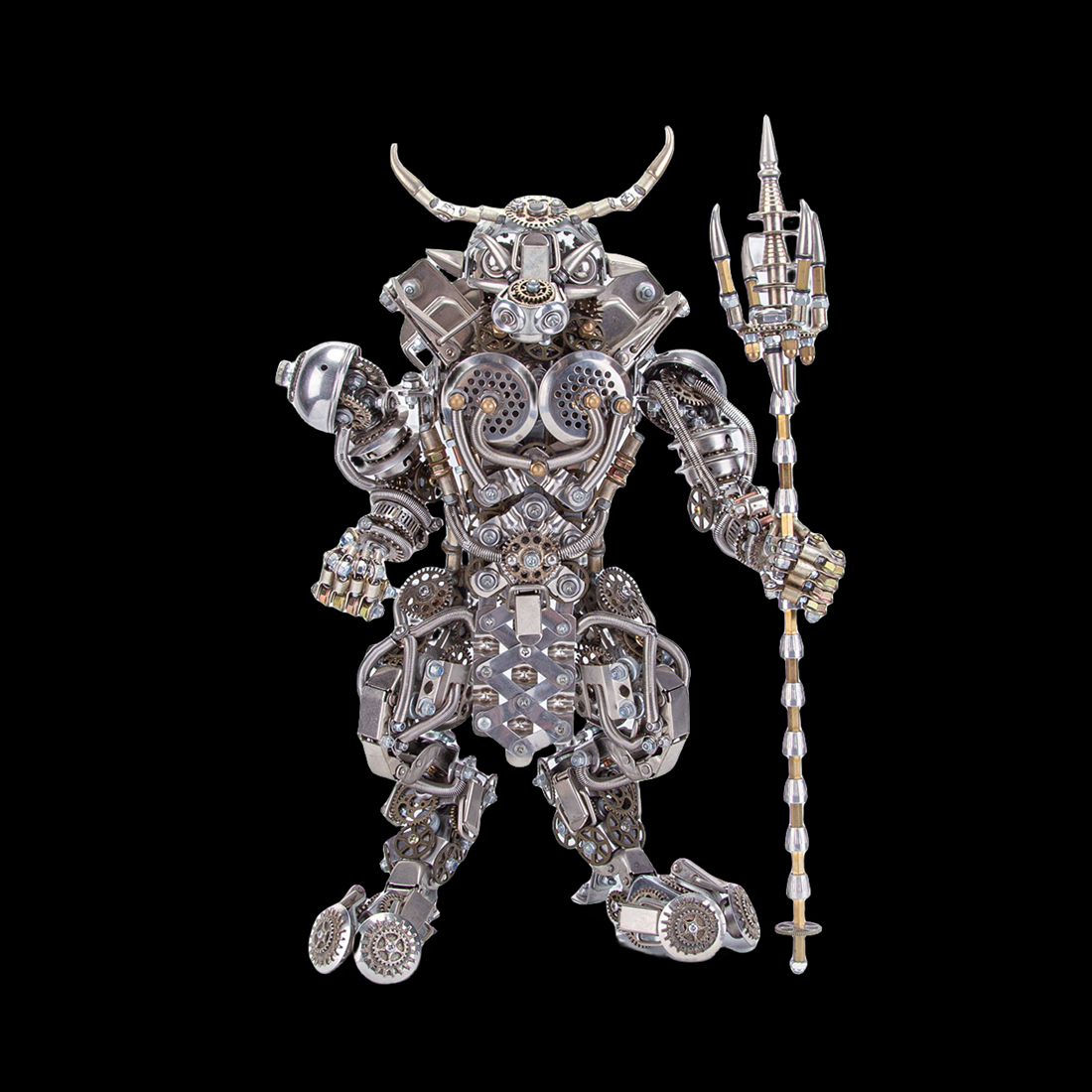 3D Bull-Headed Man DIY Mechanical Punk Demon Surrealistic Creature Metal Assembly Model Creative Ornament