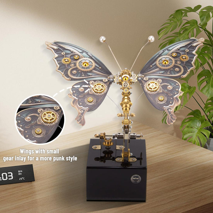 Mechanical 3D DIY Dynamic Butterfly Metal Model Building Kits with Music Box