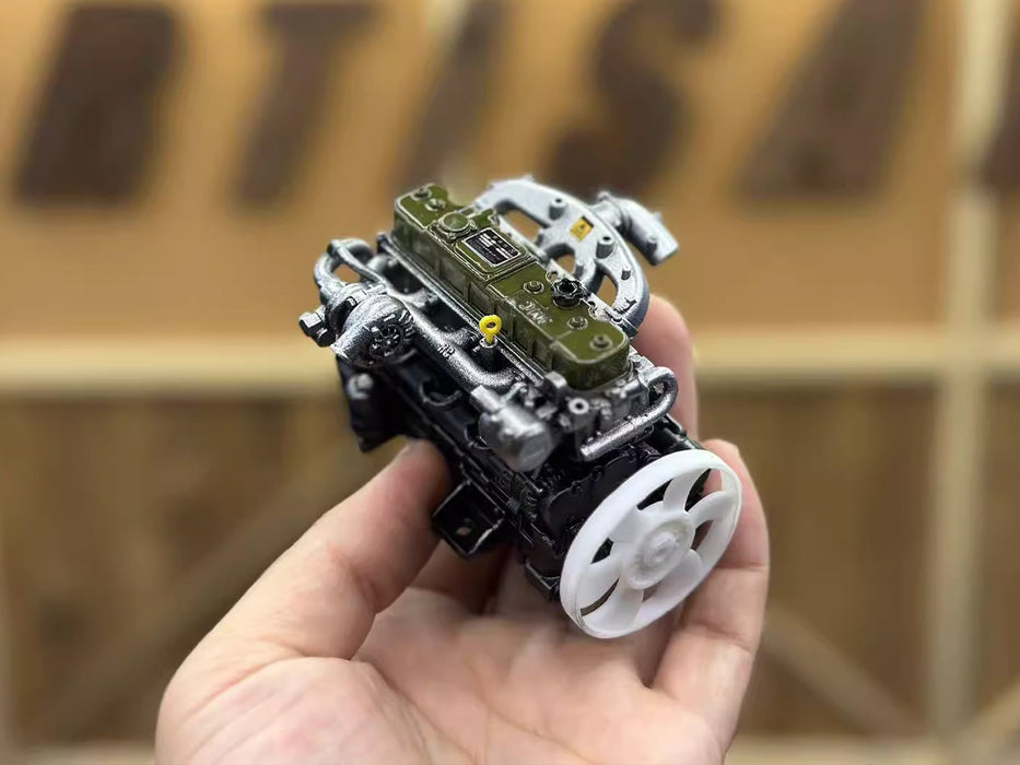 1/10 Scale Resin Inline Four-Cylinder Functional Vintage Diesel Engine Model for RC Crawlers