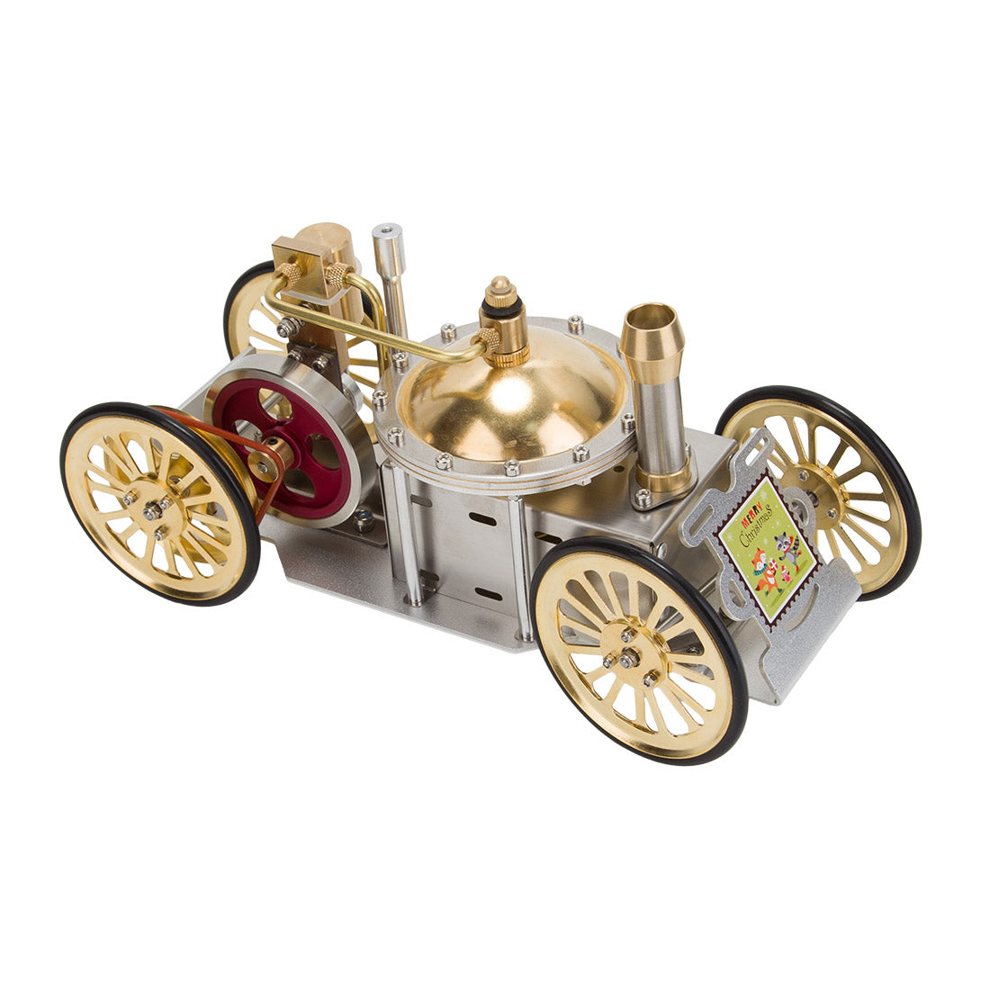 ENJOMOR Antique Metal Steam-Powered Car Model Retrol Steam Engine Model Car STEM Toy Christmas Gift Collection