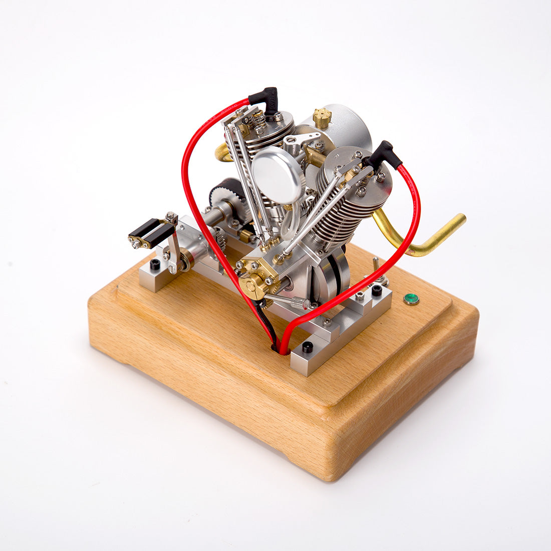 MUSA Hoglet V-twin Engine Mini 4-Stroke V2 Gasoline Engine Internal Combustion Model Realistic Motorcycle Kickstart (RTR Version/Silver)-EngineDIY